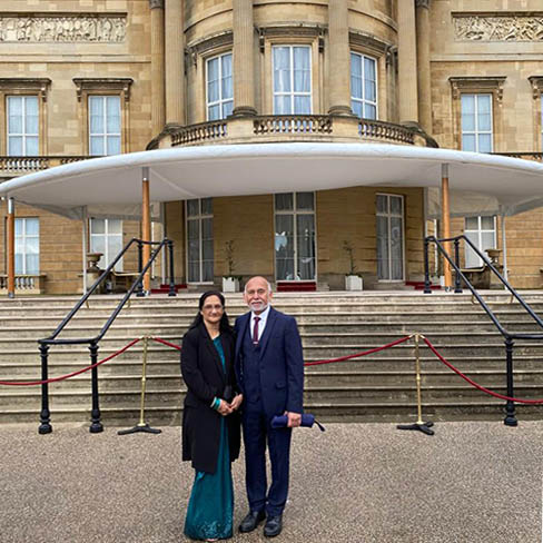 George & Manjula at Buckingham Palace