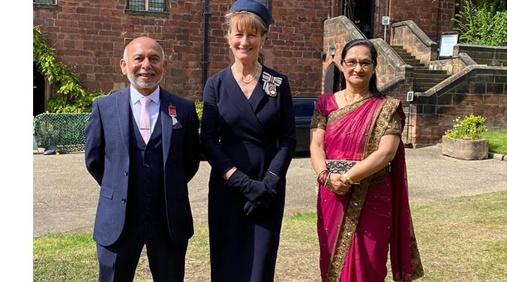 Sufu "George" Miah and his wife Manjula with Lord Lieutenant Anna Turner, the Queen’s representative in Shropshire